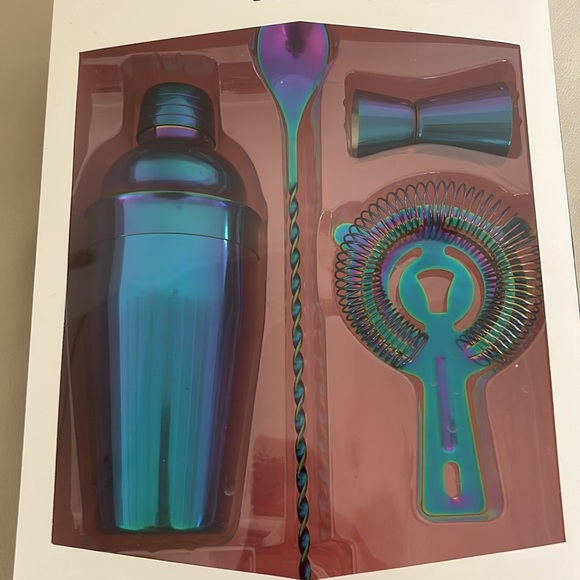 NIB NWT Drink Shaker Mixer Set Iridescent Oil Slick - Picture 3 of 3